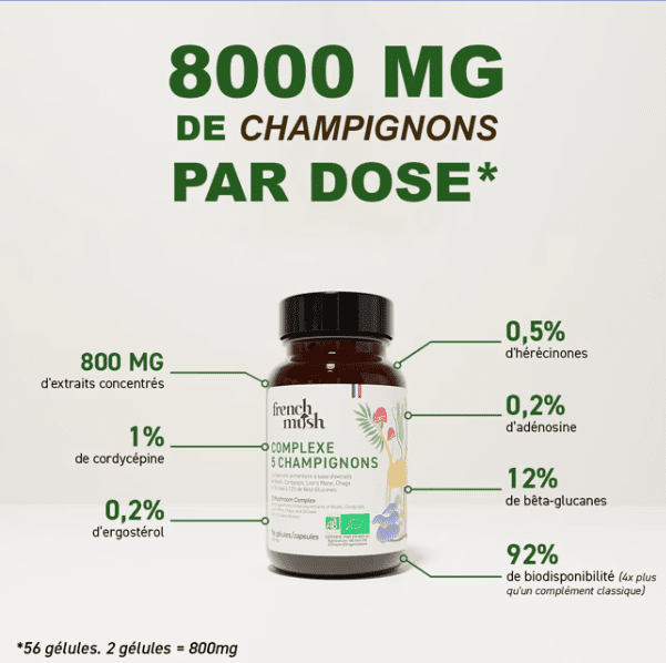 Gélules Complexe 5 Champignons — Énergie, Immunité & Clarté Mentale – Image 2