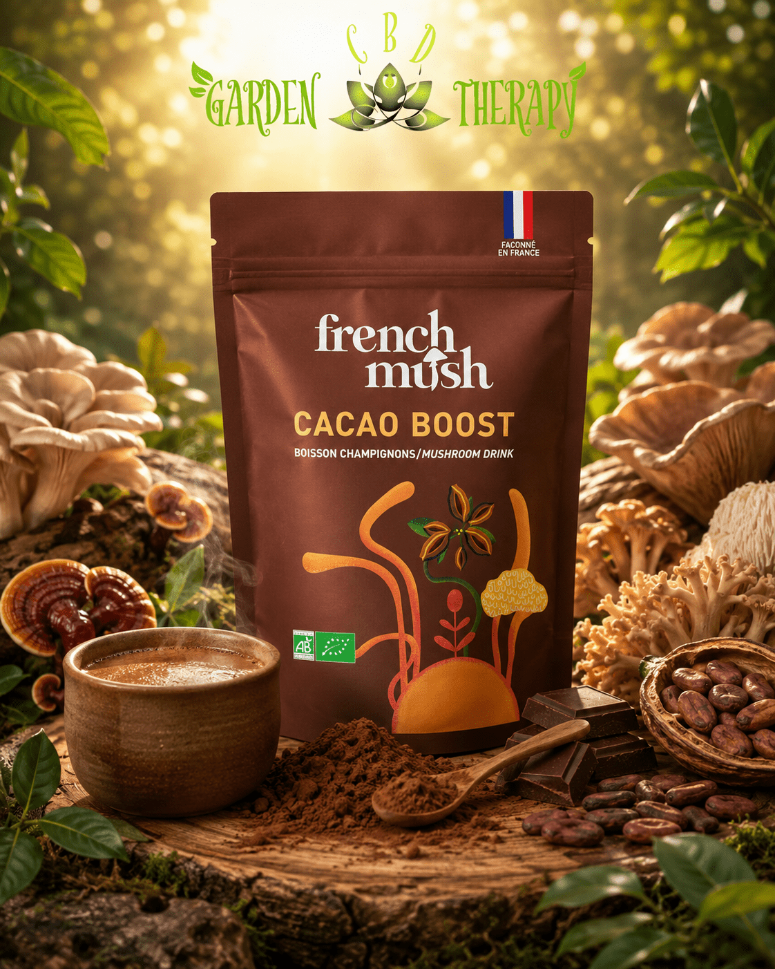 Boisson Boost Cacao & Champignons Adaptogènes — Énergie Douce Sans Caféine